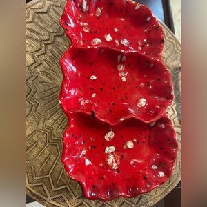 Red Ceramic three section Dish